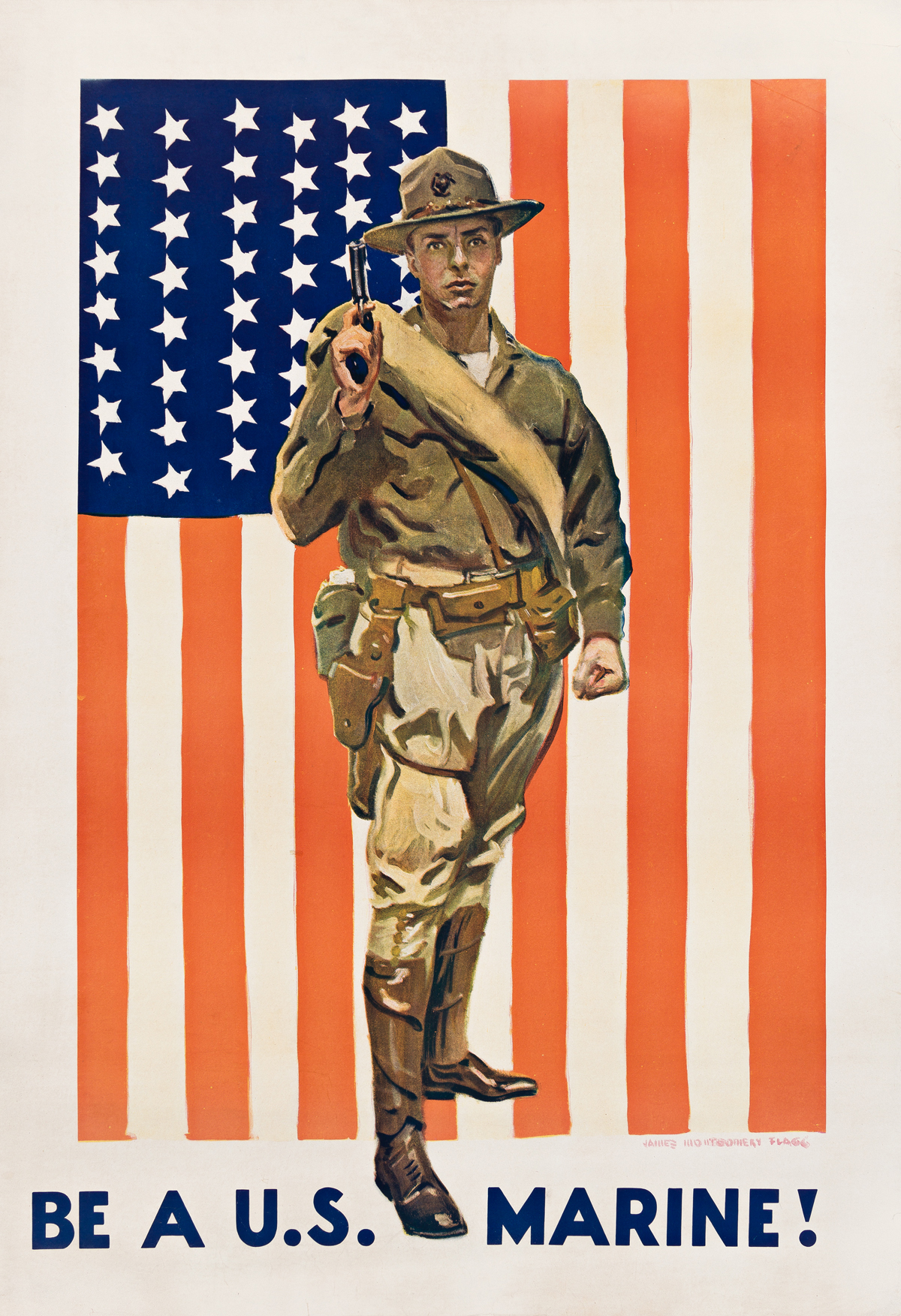 JAMES MONTGOMERY FLAGG (1870-1960).  BE A U.S. MARINE! Circa 1918. 40¼x27¾ inches, 102¼x70½ cm.
